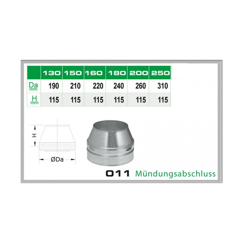 011-DN150 DW6 Mndungsabschluss Dinak unter Schornsteine|Edelstahl Schornsteine|Dinak Edelstahlschornstein|DW-Schornstein Einzelteile DW6 Dinak|Edelstahl Schornstein 150mm DW6 Dinak