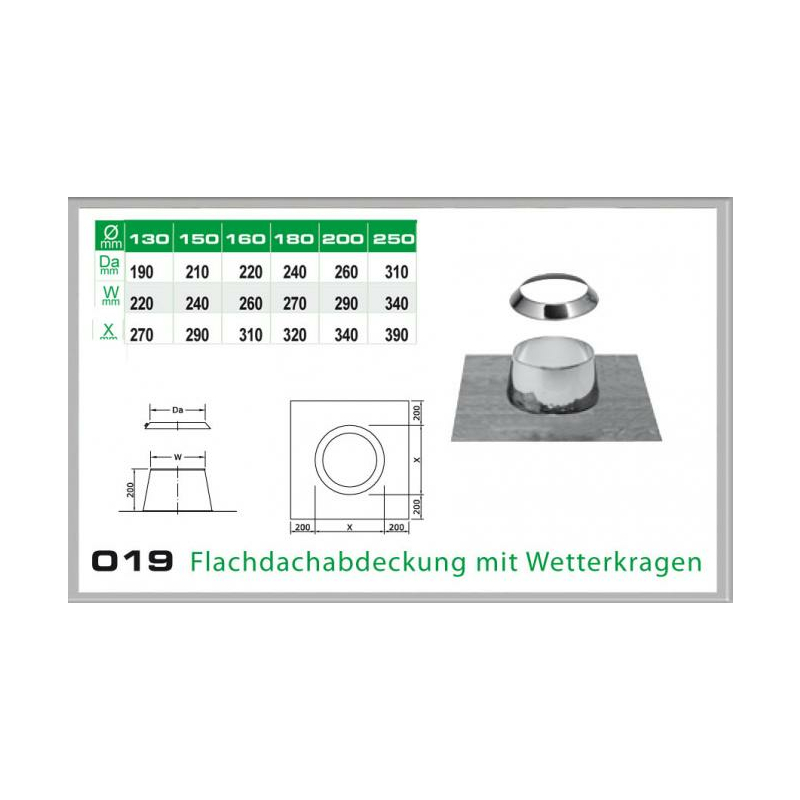 019-DN150 DW6 Flachdachabdeckung mit Wetterkragen Dinak