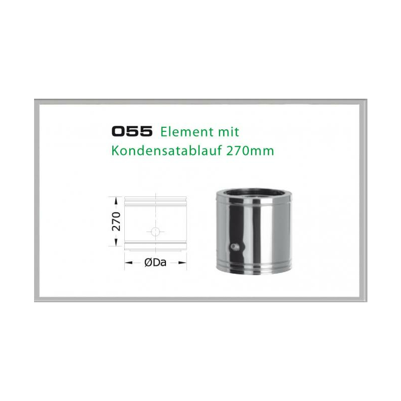 055-DN180 DW6 Element mit Kondensatablauf 330-270 mm Dinak unter Schornsteine|Edelstahl Schornsteine|Dinak Edelstahlschornstein|DW-Schornstein Einzelteile DW6 Dinak|Edelstahl Schornstein 180mm DW6 Dinak