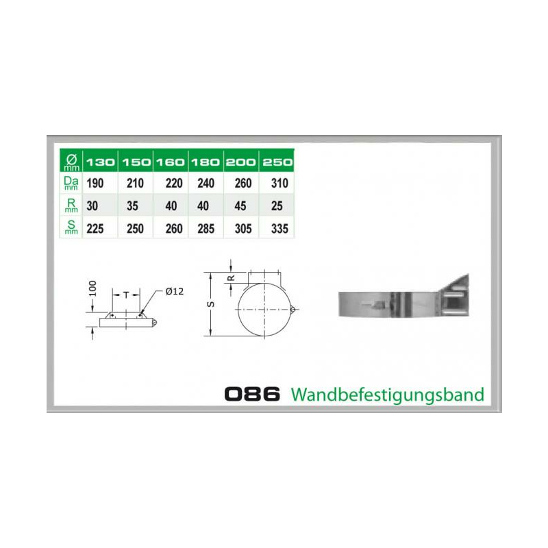 086-DN200 DW Wandbefestigungsband Dinak unter Schornsteine|Edelstahl Schornsteine|Dinak Edelstahlschornstein|DW-Schornstein Einzelteile DW Dinak|Edelstahl Schornstein 200mm DW Dinak