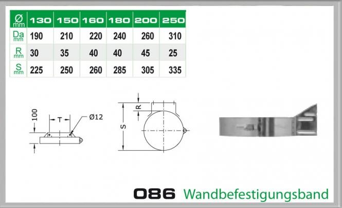 086-DN200 DW6 Wandbefestigungsband Dinak