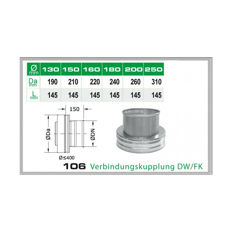 106-DN250 DW Verbindungskluppung DW-FK Dinak unter Schornsteine|Edelstahl Schornsteine|Dinak Edelstahlschornstein|DW-Schornstein Einzelteile DW Dinak|Edelstahl Schornstein 250mm DW Dinak