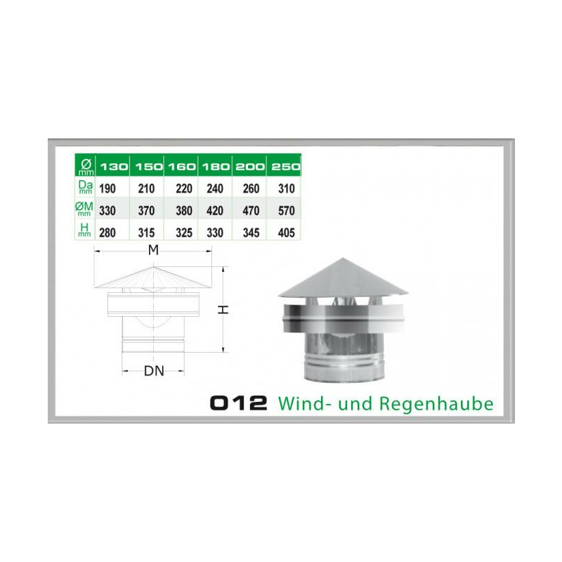 12B-DN180 DW6 Wind-und Regenhaube Dinak unter Schornsteine|Edelstahl Schornsteine|Dinak Edelstahlschornstein|DW-Schornstein Einzelteile DW6 Dinak|Edelstahl Schornstein 180mm DW6 Dinak