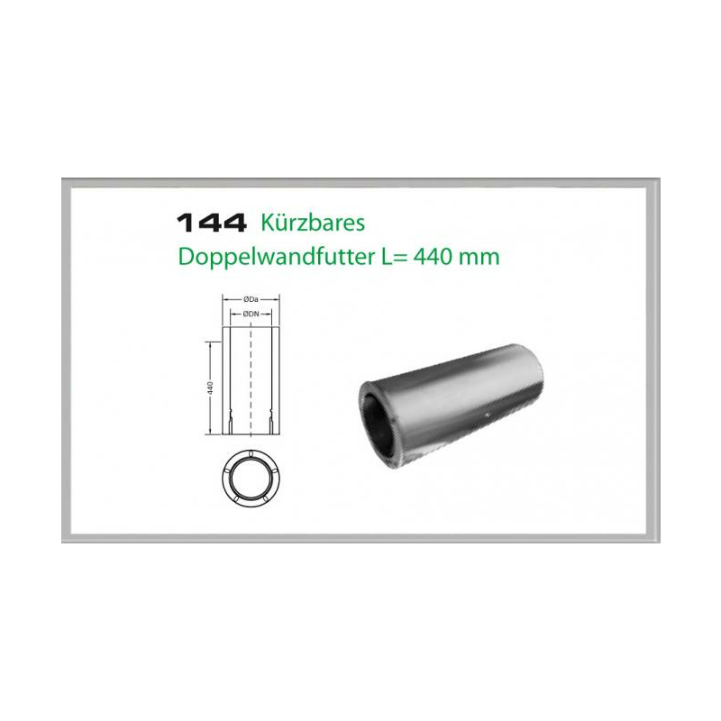 144-DN160 DW6 krzbares Doppelwandfutter L-480mm Dinak unter Schornsteine|Edelstahl Schornsteine|Dinak Edelstahlschornstein|DW-Schornstein Einzelteile DW6 Dinak|Edelstahl Schornstein 160mm DW6 Dinak