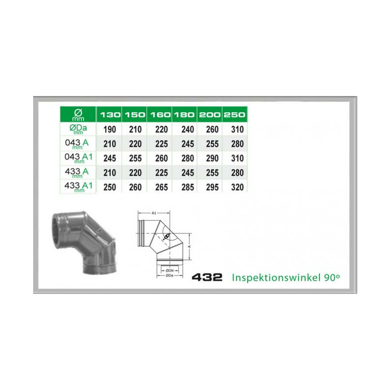 432-DN130 DW InspektionsWinkel 90- Dinak