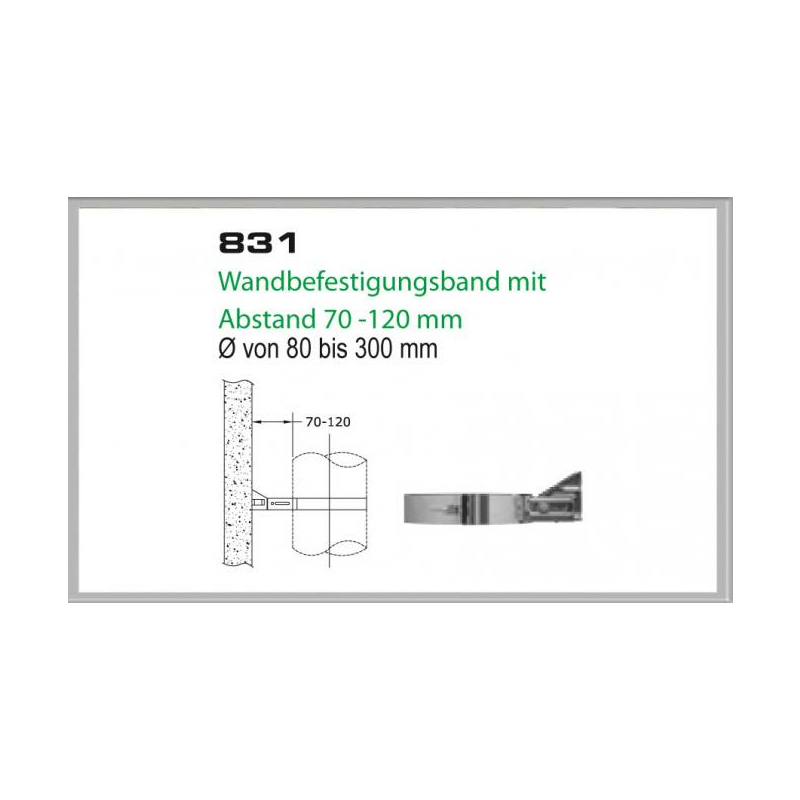 831-DN250 DW6 Wandbefestigungsband mit Abstand 70-120 mm Dinak