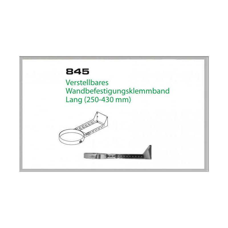 845-DN150 DW6 Verstellbares Wandbefestigungsklemmband lang 250-430 mm Dinak