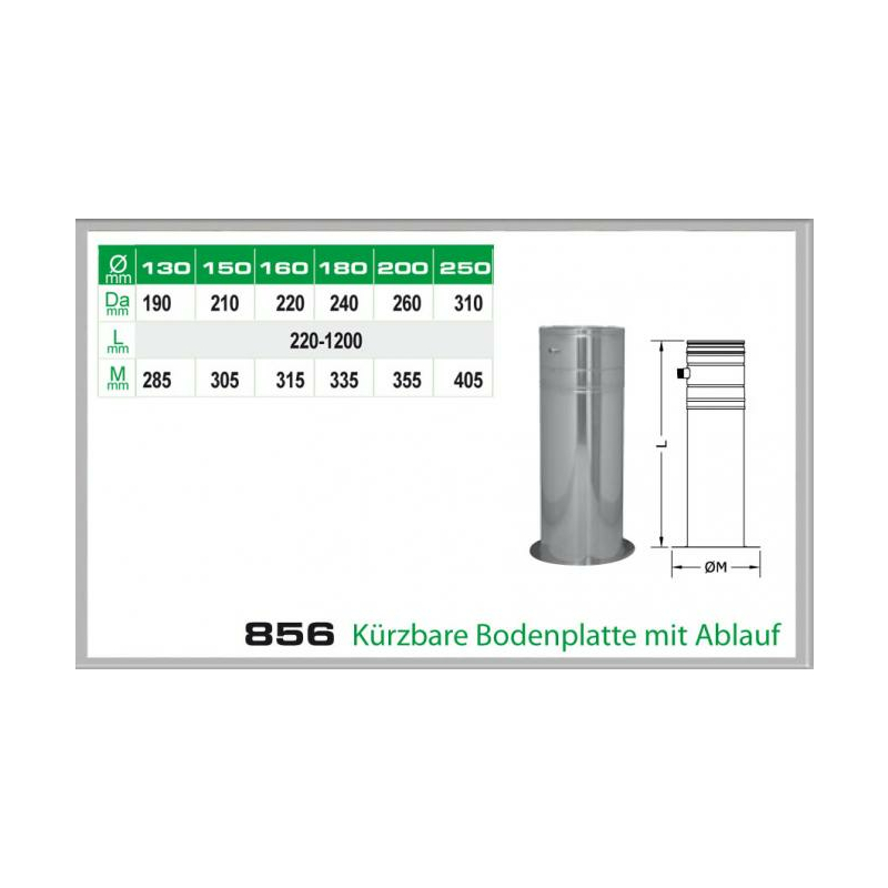 856-DN200 DW6 krzbare Bodenplatte mit Ablauf Dinak unter Schornsteine|Edelstahl Schornsteine|Dinak Edelstahlschornstein|DW-Schornstein Einzelteile DW6 Dinak|Edelstahl Schornstein 200mm DW6 Dinak