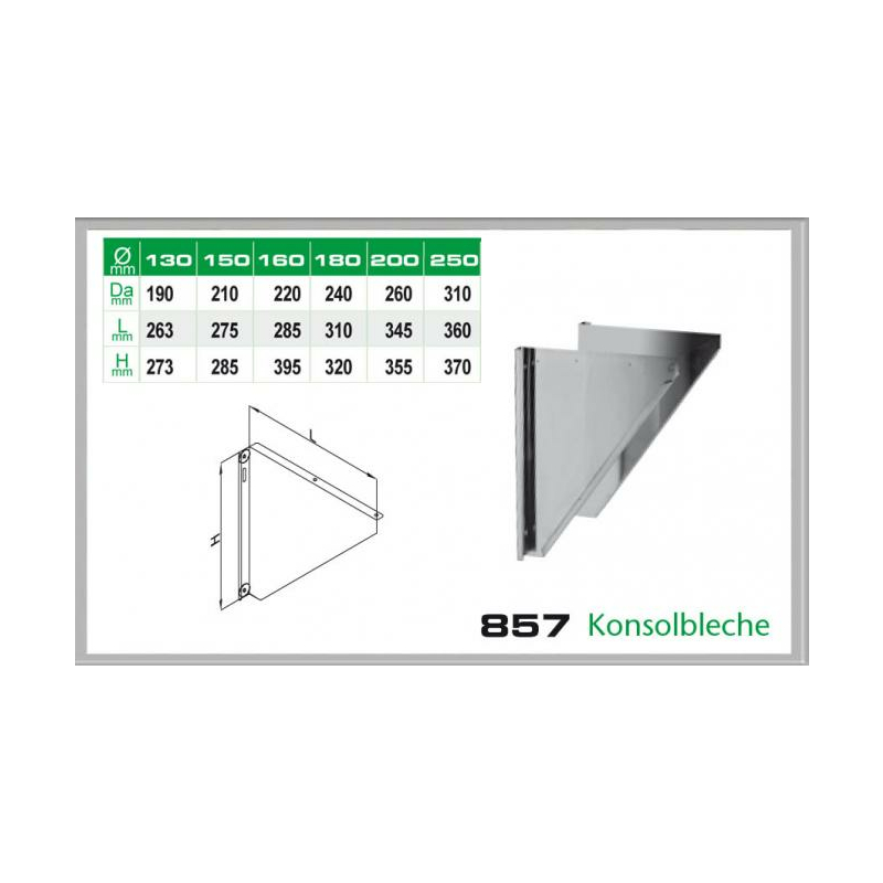 857-DN160 DW Konsolbleche 60-150mm Wandabstand Dinak