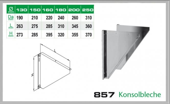 857-DN200 DW Konsolbleche 60-150mm Wandabstand Dinak