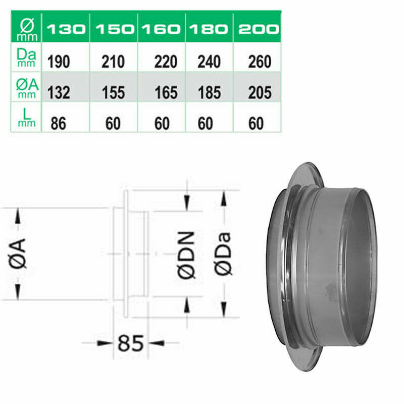 Dinak Kesselanschlussstück EW-DW inkl- Klemmband DN 150mm