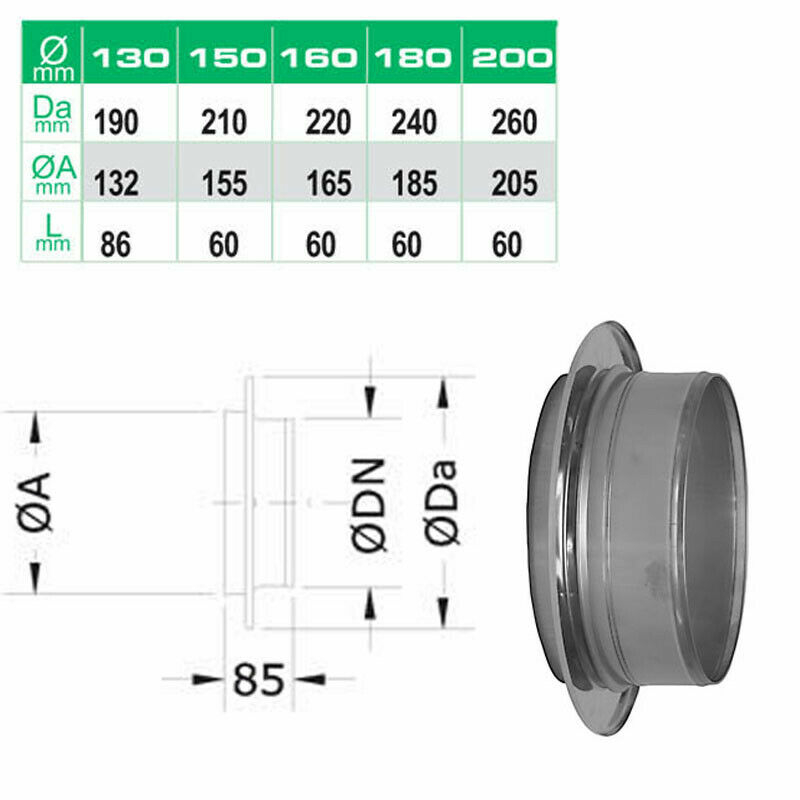 Dinak Kesselanschlussstck EW-DW inkl- Klemmband DN 150mm unter Schornsteine|Edelstahl Schornsteine|Dinak Edelstahlschornstein|DW Schornsteinpakete Dinak|Edelstahl Pakete doppelwandig DN 150mm DW Dinak|Zustzliche Paketteile DN 150mm DW Dinak