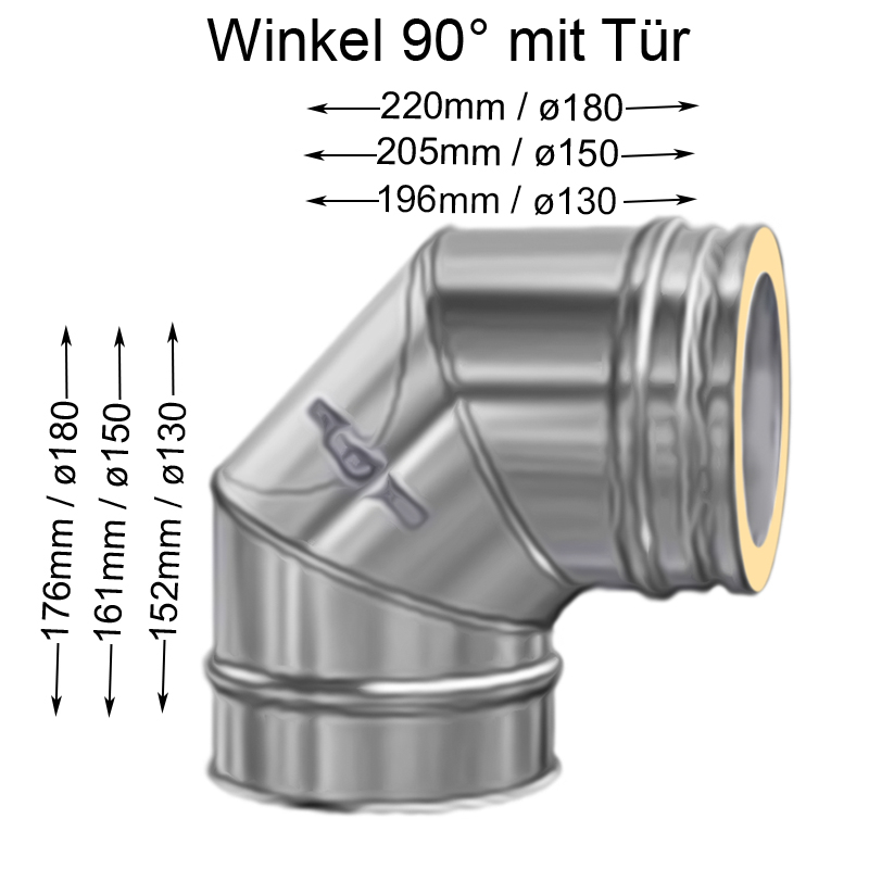 DW Complete Bogen 90- mit Reinigungsffnung flach 150mm