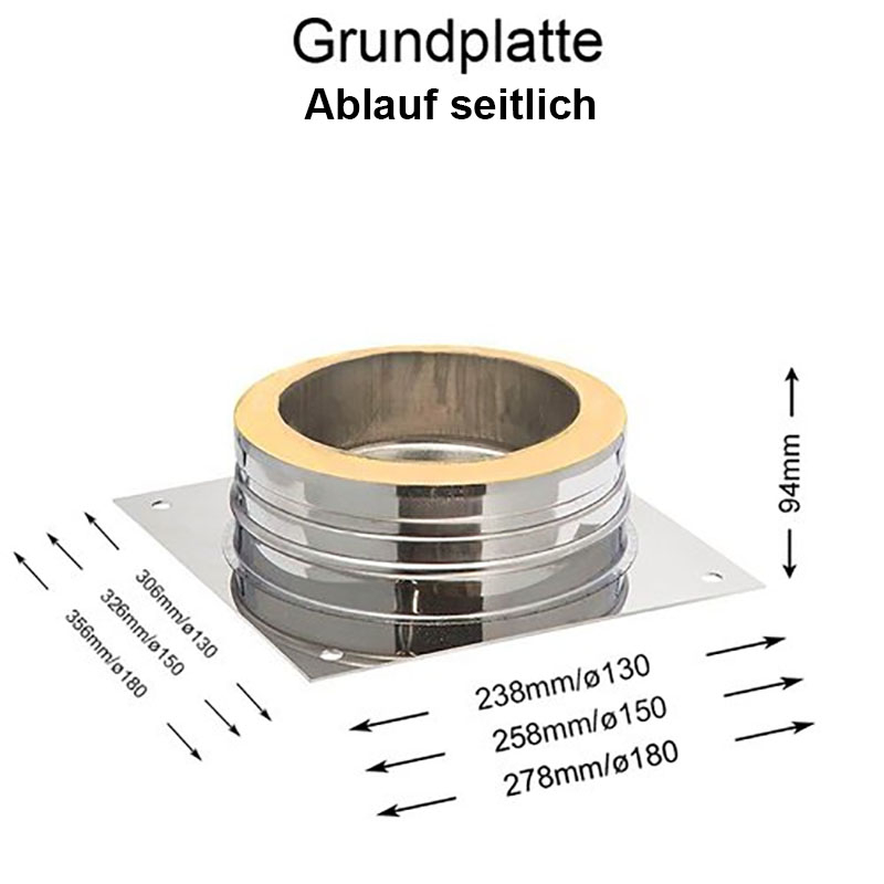 DW Complete Grundplatte Ablauf seitlich 130mm