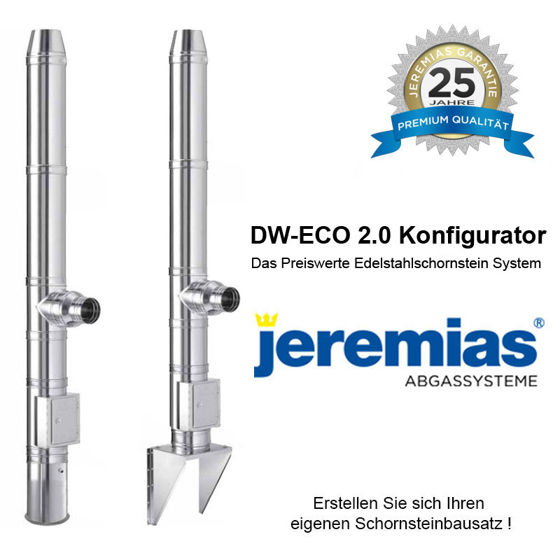 Jeremias DW-ECO 2-0 Edelstahlschornstein Konfigurator 130mm - 200mm