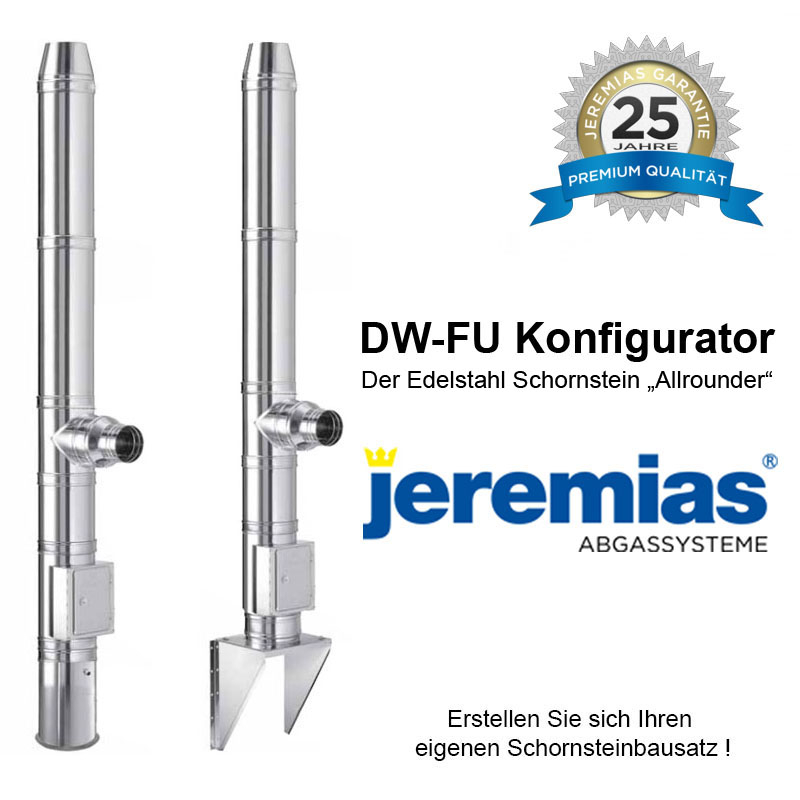 Jeremias DW-FU Edelstahlschornstein Konfigurator DN 80mm - 200mm Bausatz