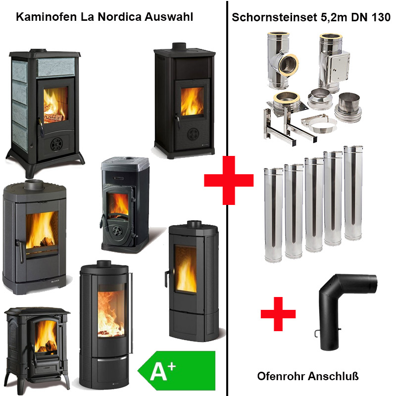 La Nordica Kaminofen mit Edelstahlschornstein 5-2m unter Kamine und fen|Kaminfen|Kaminfen Bundle Preisknaller