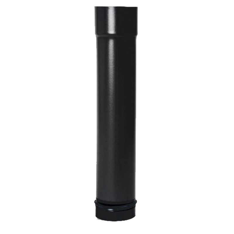 Pellet- Ofenrohr-Anschluss-Stutzen 0-4m DN 80mm matt-schwarz emailliert