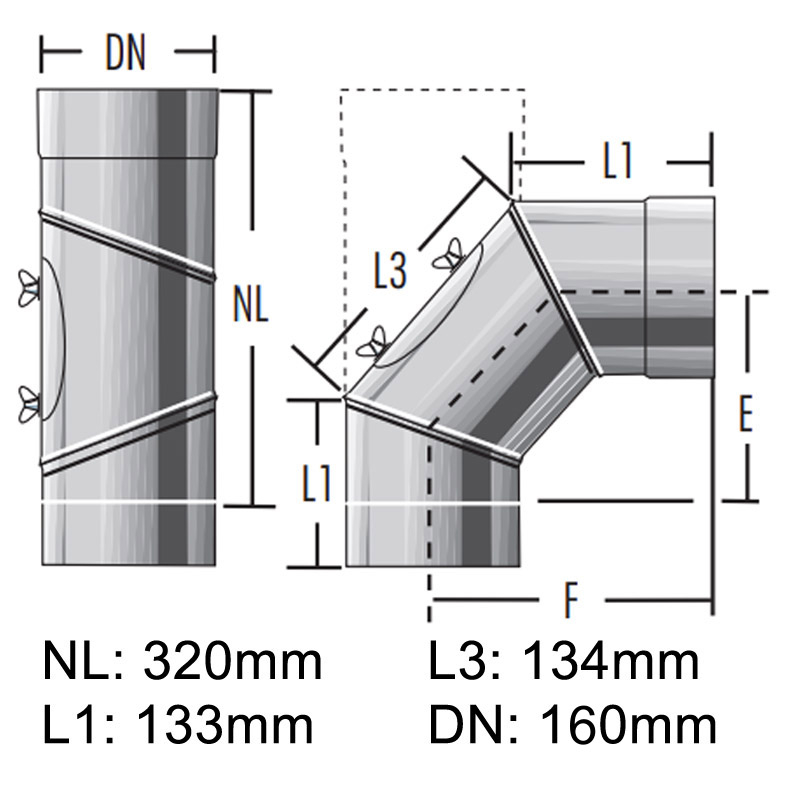 Raab Alkon Edelstahl Rohr DN160mm Bogen mit Tr0-90- verstellbar 3-teilig einwandig- 0-6mm 2- Wahl evtl- Lagerspuren- 