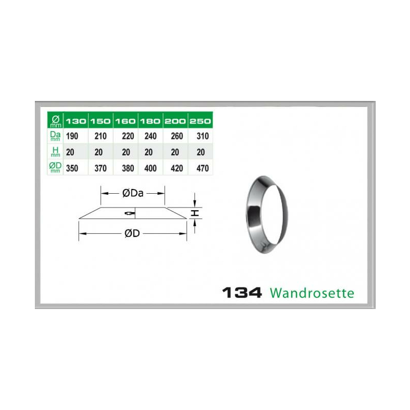 Wandrosette fr Schornsteinsets 200mm DW unter Schornsteine|Edelstahl Schornsteine|Dinak Edelstahlschornstein|DW Schornsteinpakete Dinak|Edelstahl Pakete doppelwandig DN 200mm DW Dinak|Zustzliche Paketteile DN 200mm DW Dinak